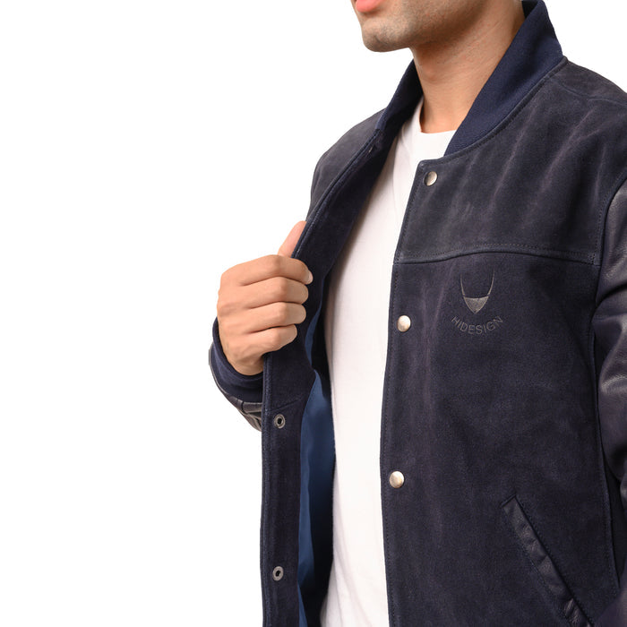 Kobe 01 Men's Blue Varsity Style Leather Jacket