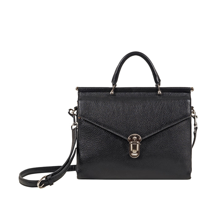 Kowloon 01 Black Leather Saddle Bag