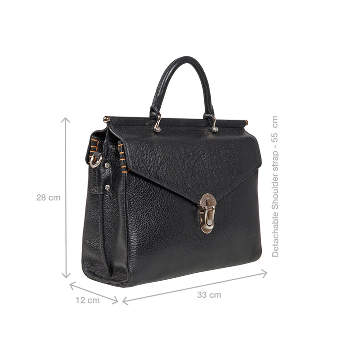 Kowloon 01 Black Leather Saddle Bag