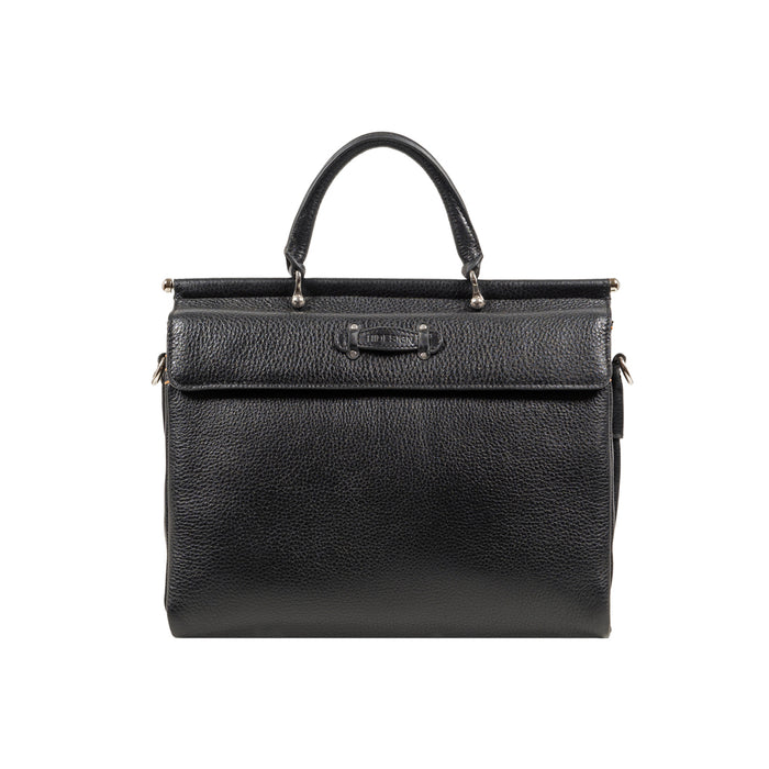 Kowloon 01 Black Leather Saddle Bag