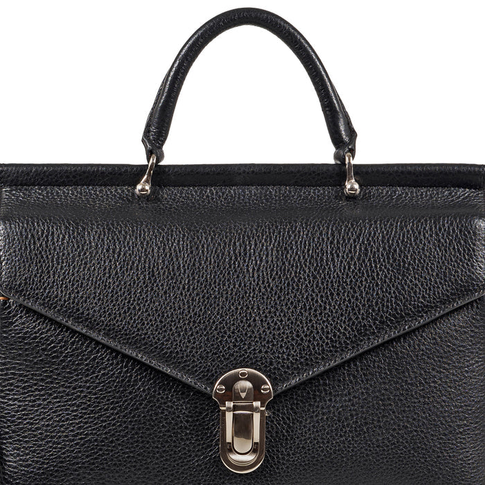 Kowloon 01 Black Leather Saddle Bag