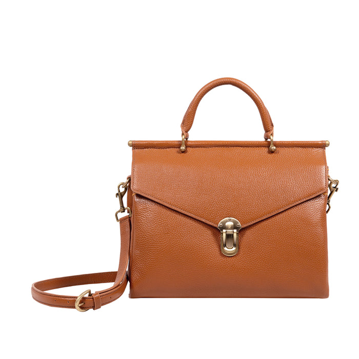 Kowloon 01 Orange Leather Saddle Bag