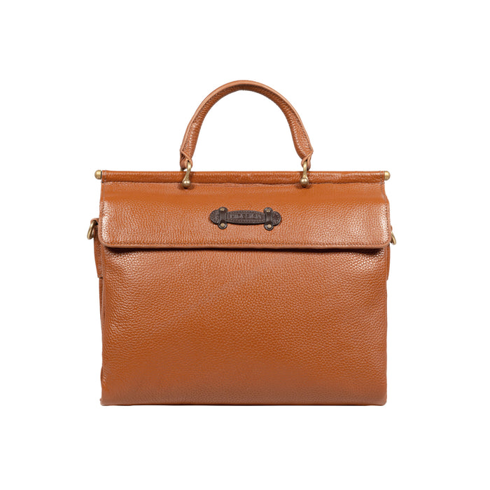 Kowloon 01 Orange Leather Saddle Bag