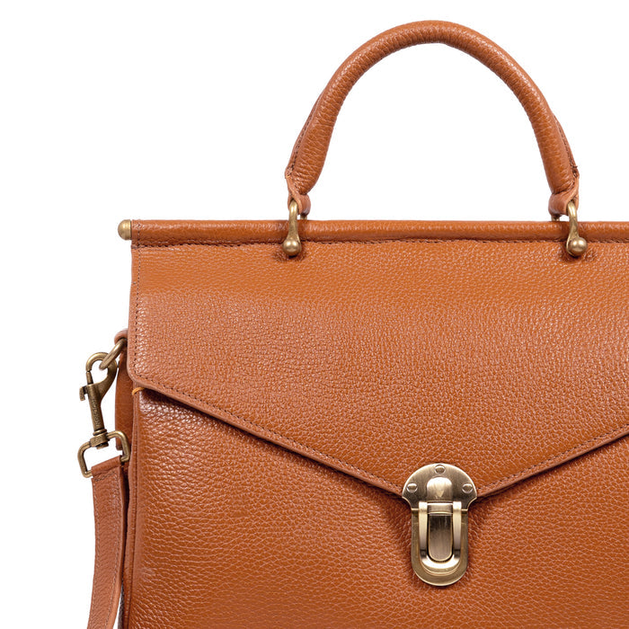 Kowloon 01 Orange Leather Saddle Bag