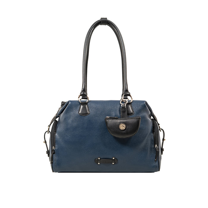 Kowloon 02 Blue Leather Tote Bag