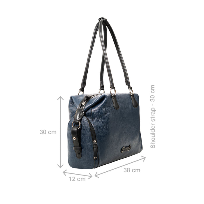 Kowloon 02 Blue Leather Tote Bag
