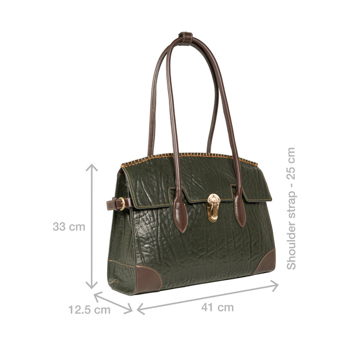 Kowloon 03 Green Leather Tote Bag