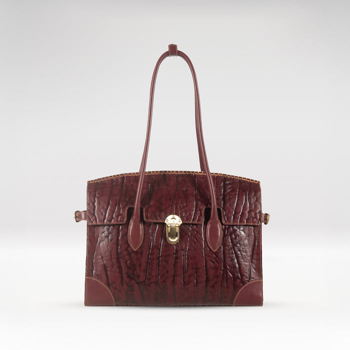 Kowloon 03 Red Leather Tote Bag