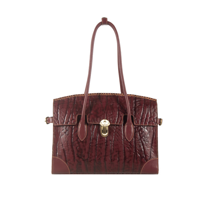 Kowloon 03 Red Leather Tote Bag