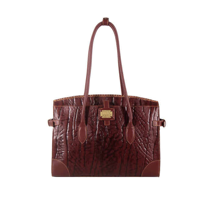 Kowloon 03 Red Leather Tote Bag