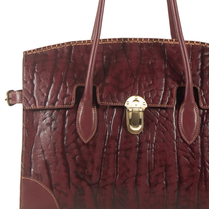 Kowloon 03 Red Leather Tote Bag