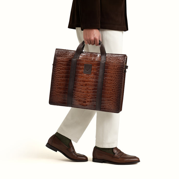 Kurosawa 02 Tan Leather  Briefcase