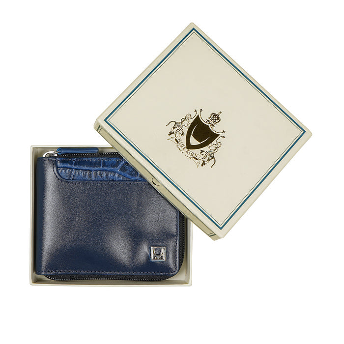 Kurosawa W1 Blue Leather Bi-Fold Wallet