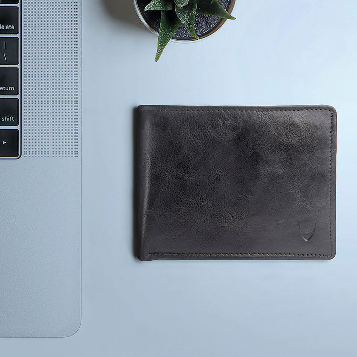L103 N  Black Leather Bi-Fold Wallet
