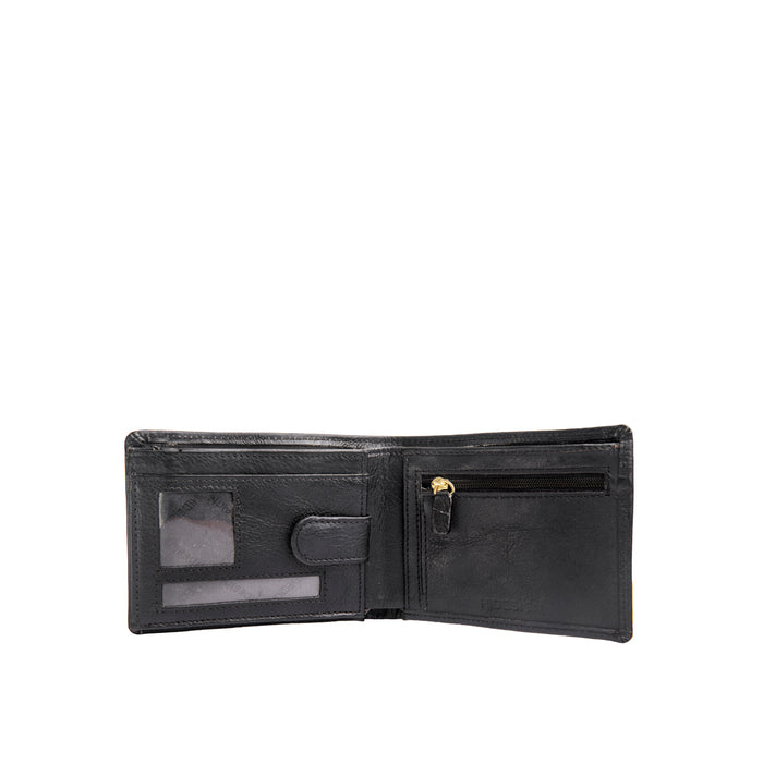 L103 N  Black Leather Bi-Fold Wallet
