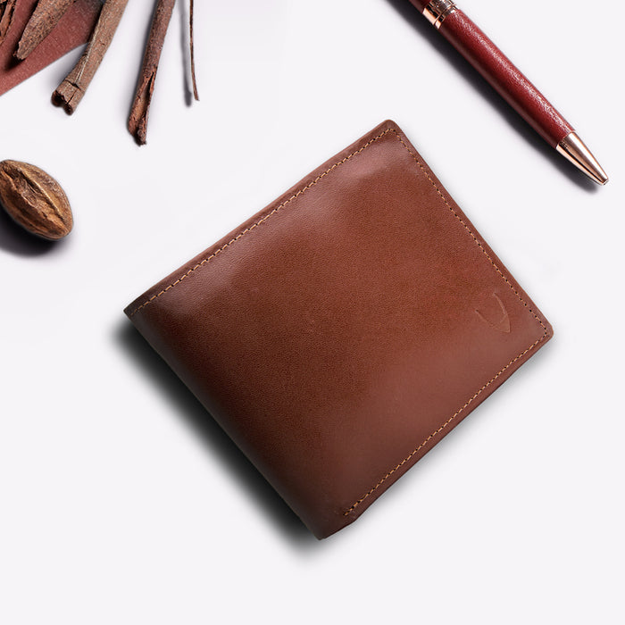 L103 N  Tan Leather Bi-Fold Wallet