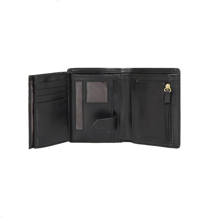 L108 N  Black Leather Bi-Fold Wallet