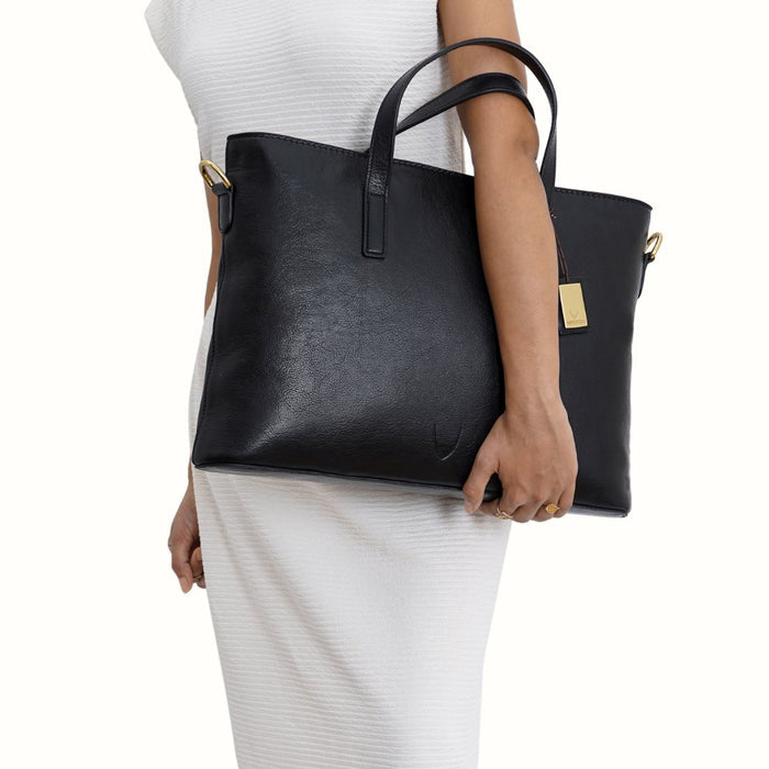 La Plata 02 Black Leather Laptop Bag