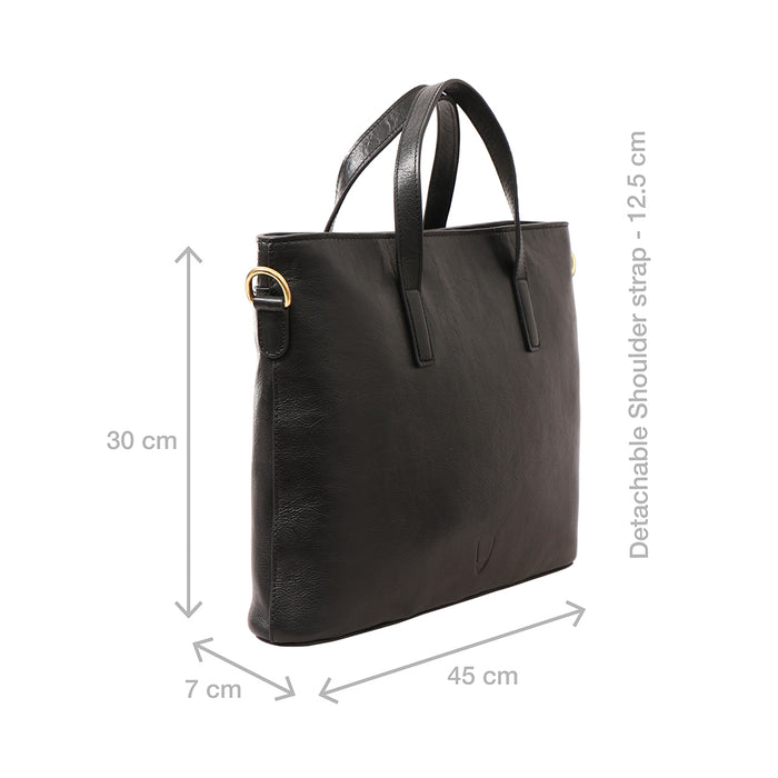 La Plata 02 Black Leather Laptop Bag