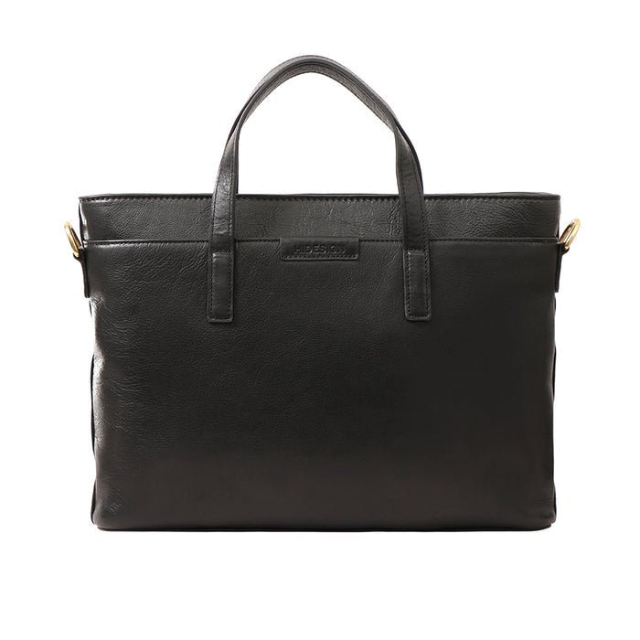 La Plata 02 Black Leather Laptop Bag