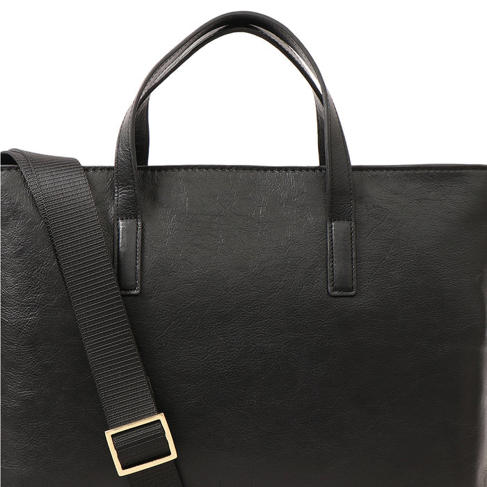 La Plata 02 Black Leather Laptop Bag