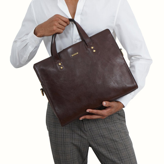 La Plata 03 Dark Brown Leather  Laptop Bag