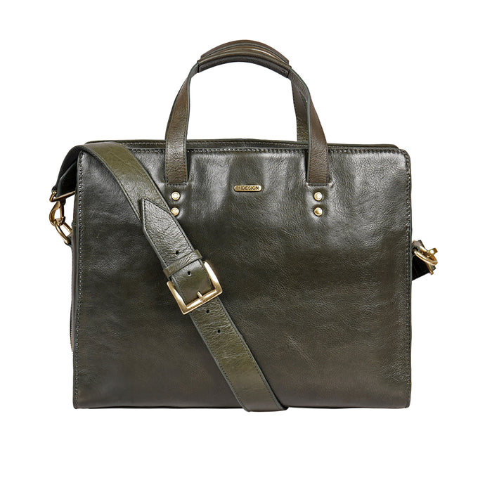La Plata 03 Green Leather  Laptop Bag