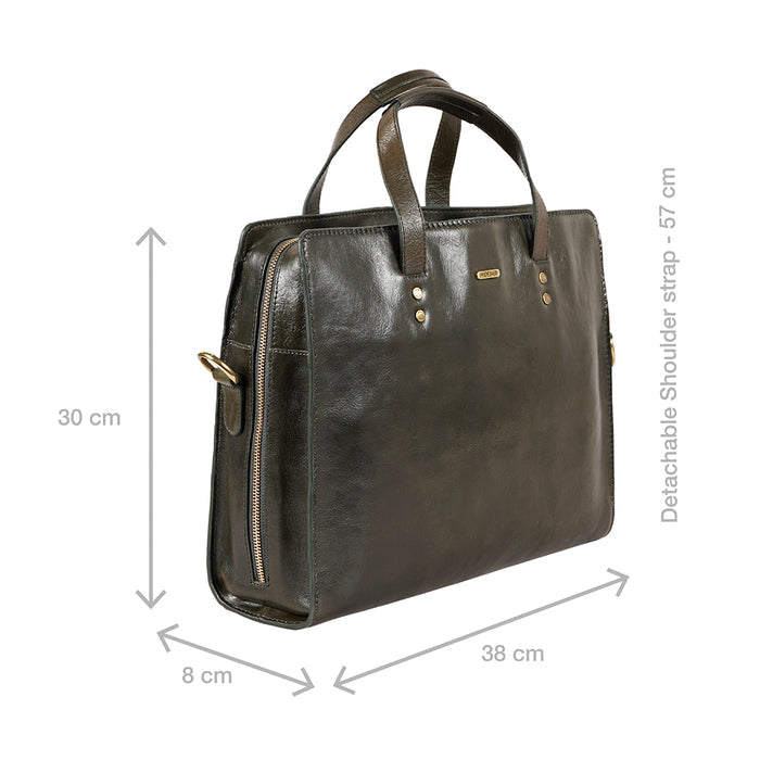 La Plata 03 Green Leather  Laptop Bag