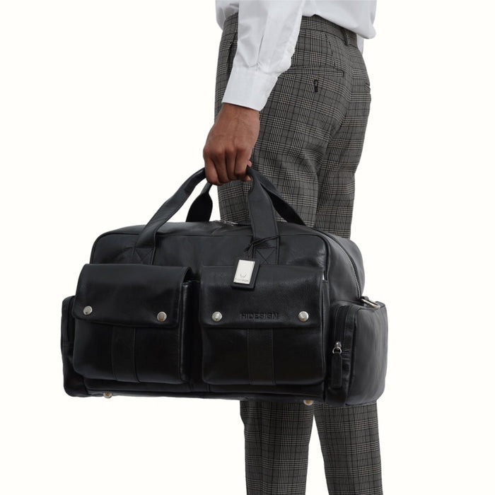 La Plata 04 Black Leather  Duffle Bag