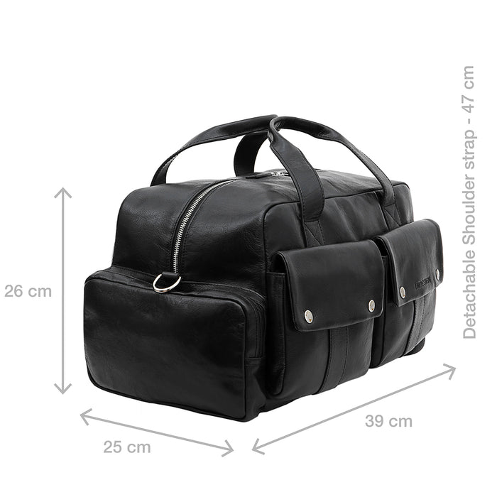 La Plata 04 Black Leather  Duffle Bag