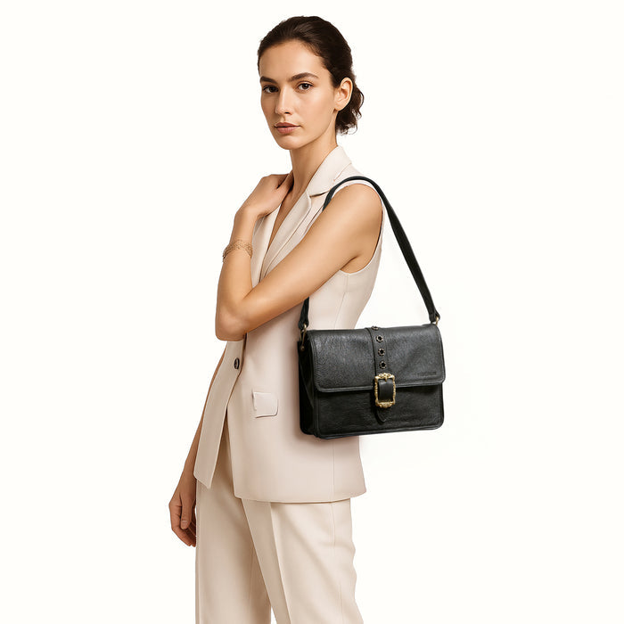 Lafayette 02 Black Leather Shoulder Bag