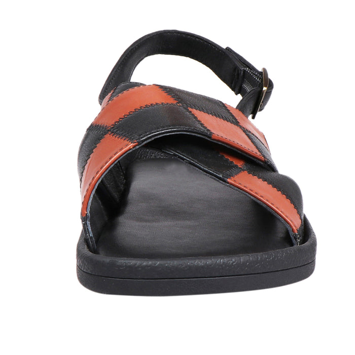 Laos Women's Black Leather Strap Sandals