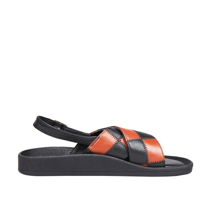 Laos Women's Black Leather Strap Sandals