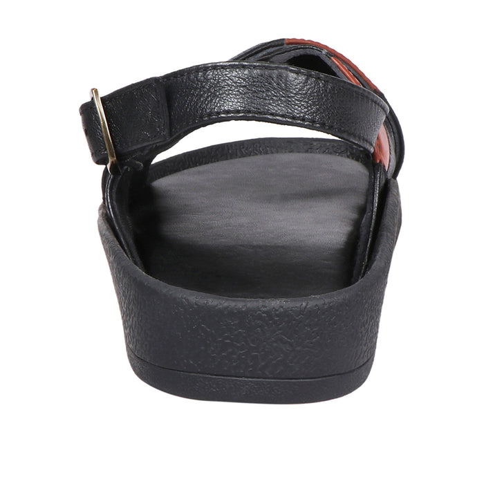 Laos Women's Black Leather Strap Sandals