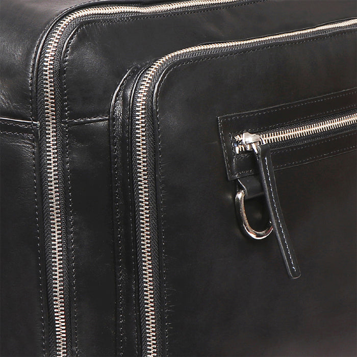 Le Mans 01 Black Leather  Messenger Bag