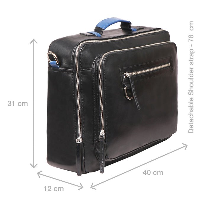Le Mans 01 Black Leather  Messenger Bag