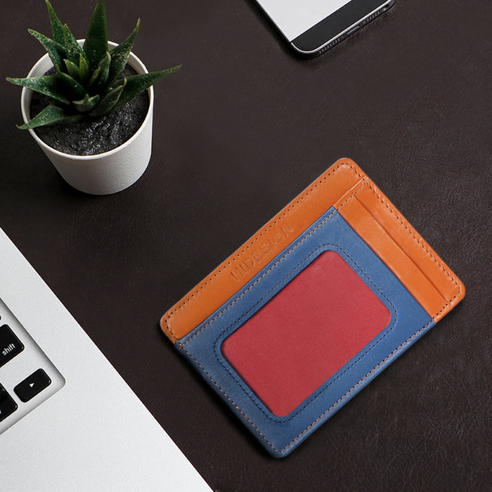 Le Mans W4 Orange Leather Card Holder
