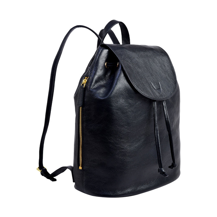 Leah 01 Black Leather  Backpack