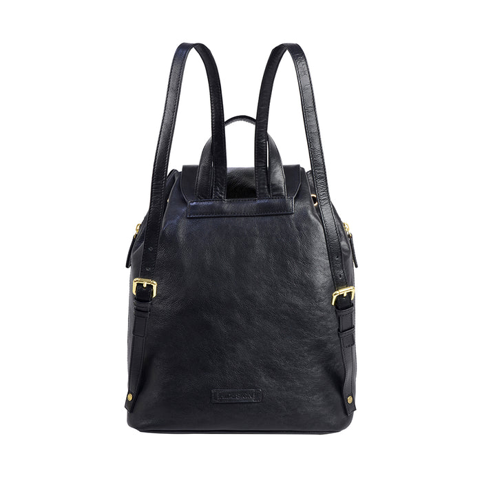 Leah 01 Black Leather  Backpack