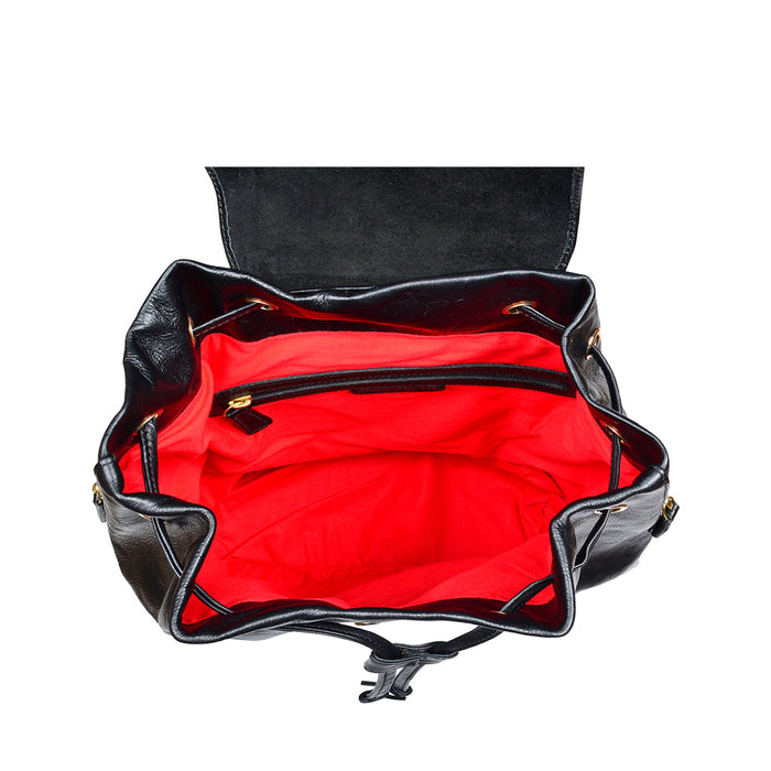 Leah 01 Black Leather  Backpack