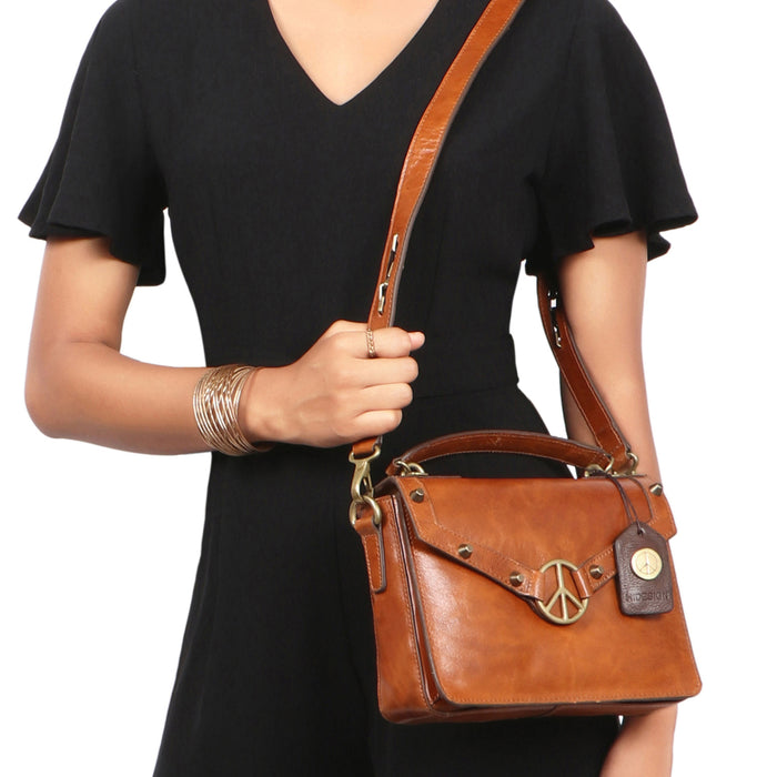 Lenin 01 Tan Leather Sling Bag