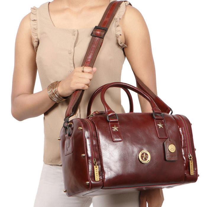Lenin 03 Red Leather Duffle Bag