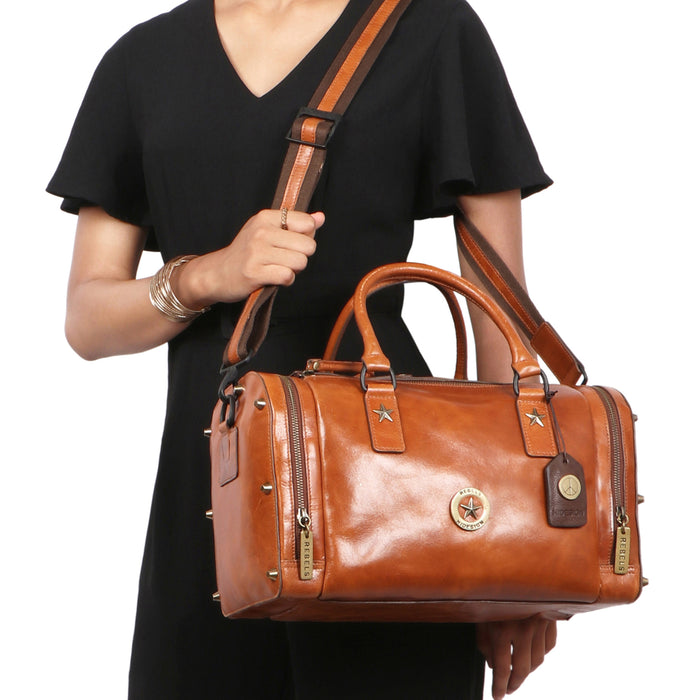 Lenin 03 Tan Leather Duffle Bag