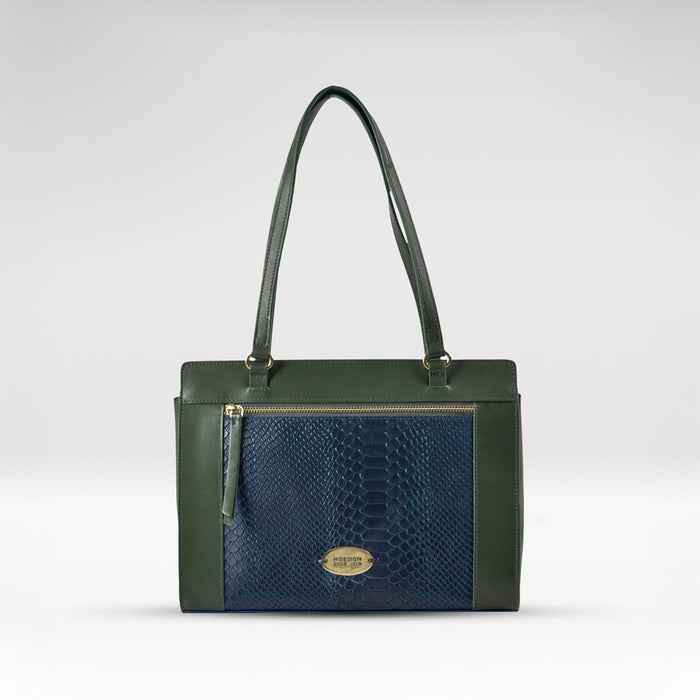 Libra 02 Sb Blue Leather Tote Bag