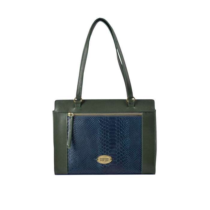 Libra 02 Sb Blue Leather Tote Bag