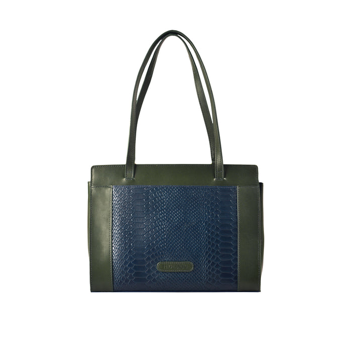 Libra 02 Sb Blue Leather Tote Bag