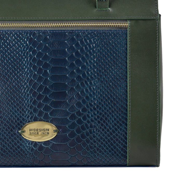 Libra 02 Sb Blue Leather Tote Bag