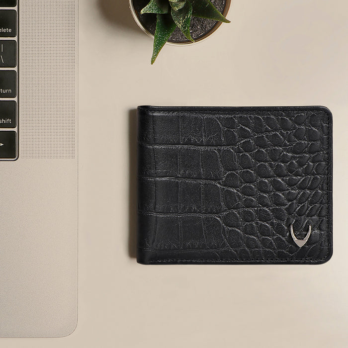 Libya Sb Black Leather Bi-Fold Wallet