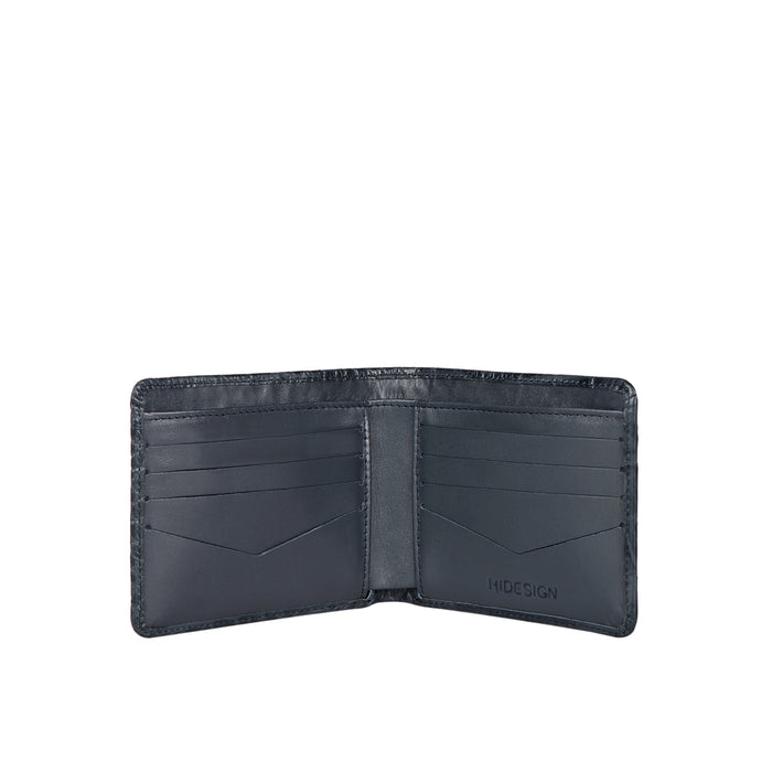 Libya Sb Blue Leather Bi-Fold Wallet