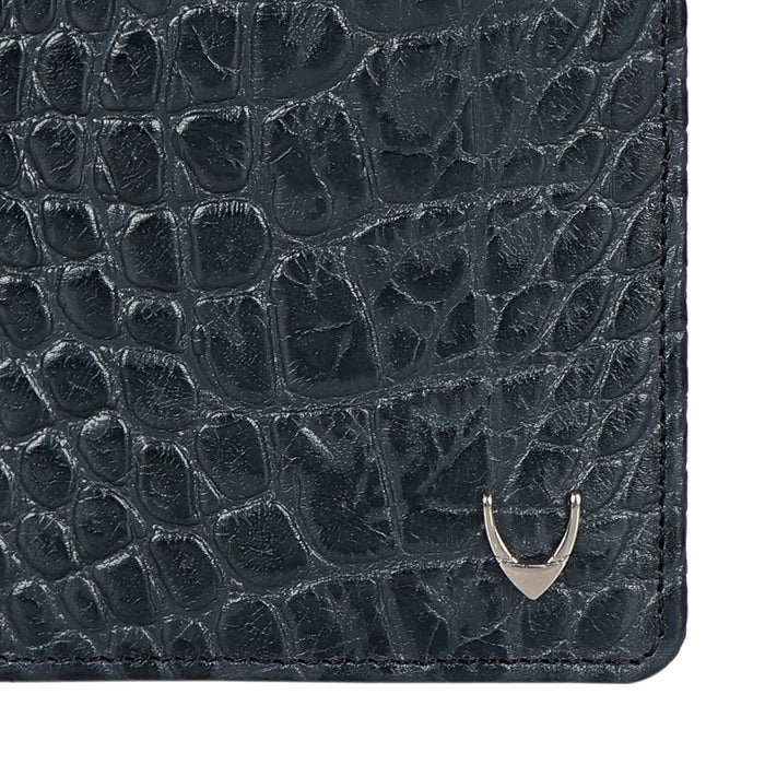 Libya Sb Blue Leather Bi-Fold Wallet